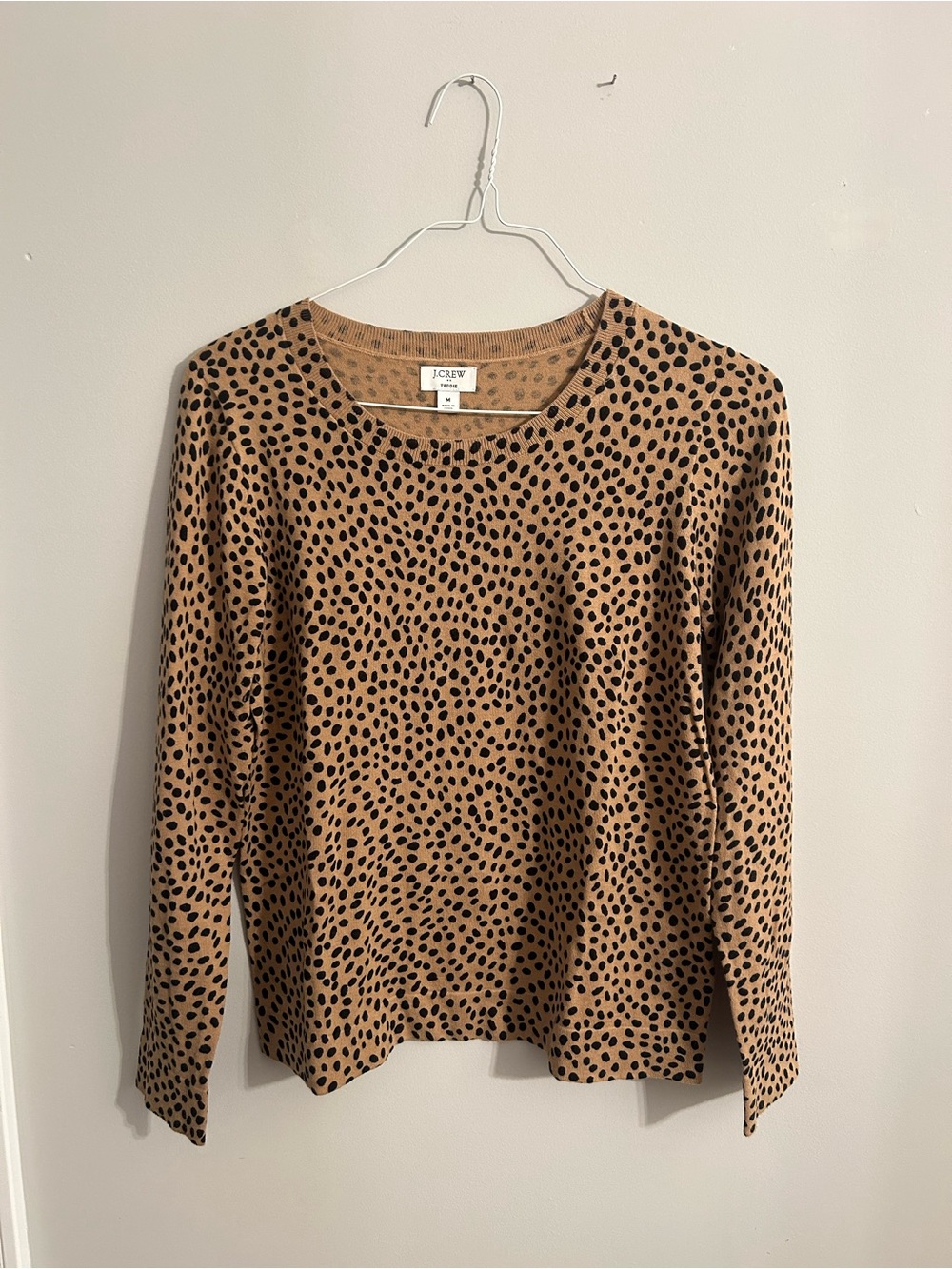 J. Crew Tan and Black Leopard-Print Long Sleeve Tee